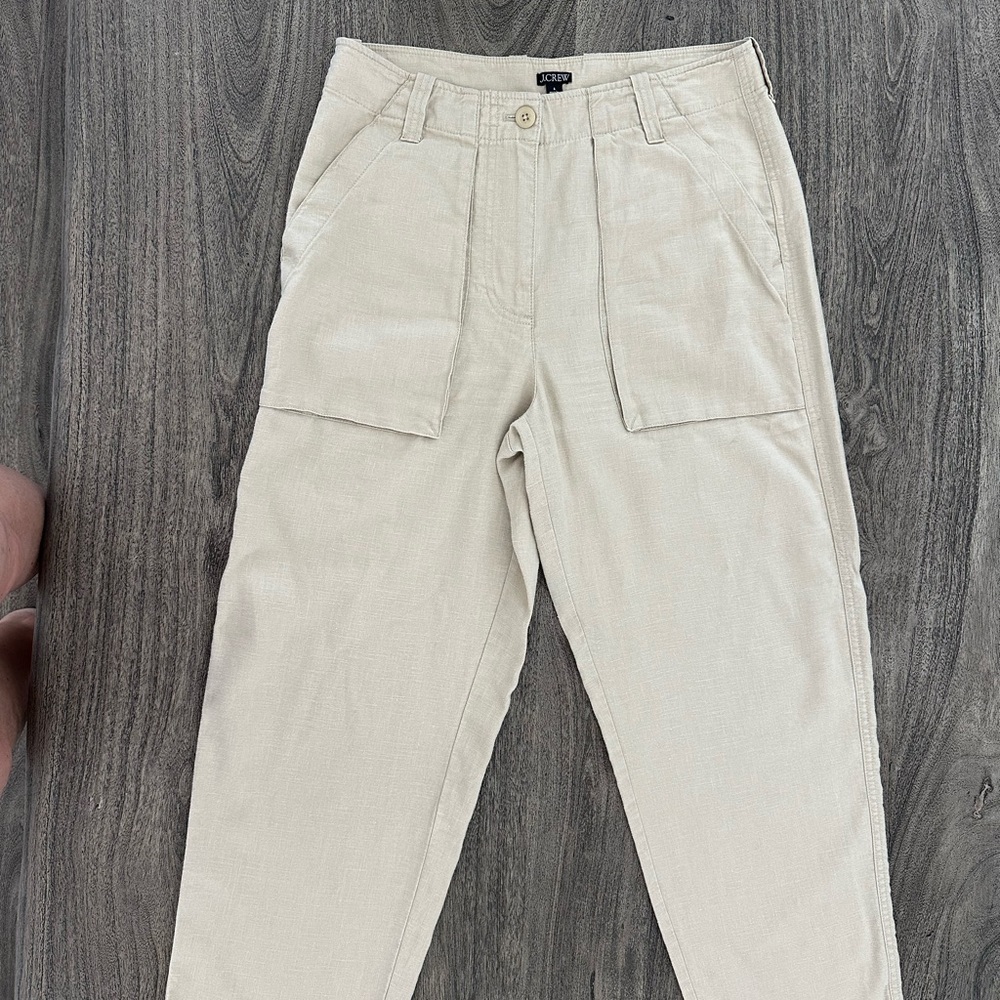 J Crew linen Cream women’s cargo pants